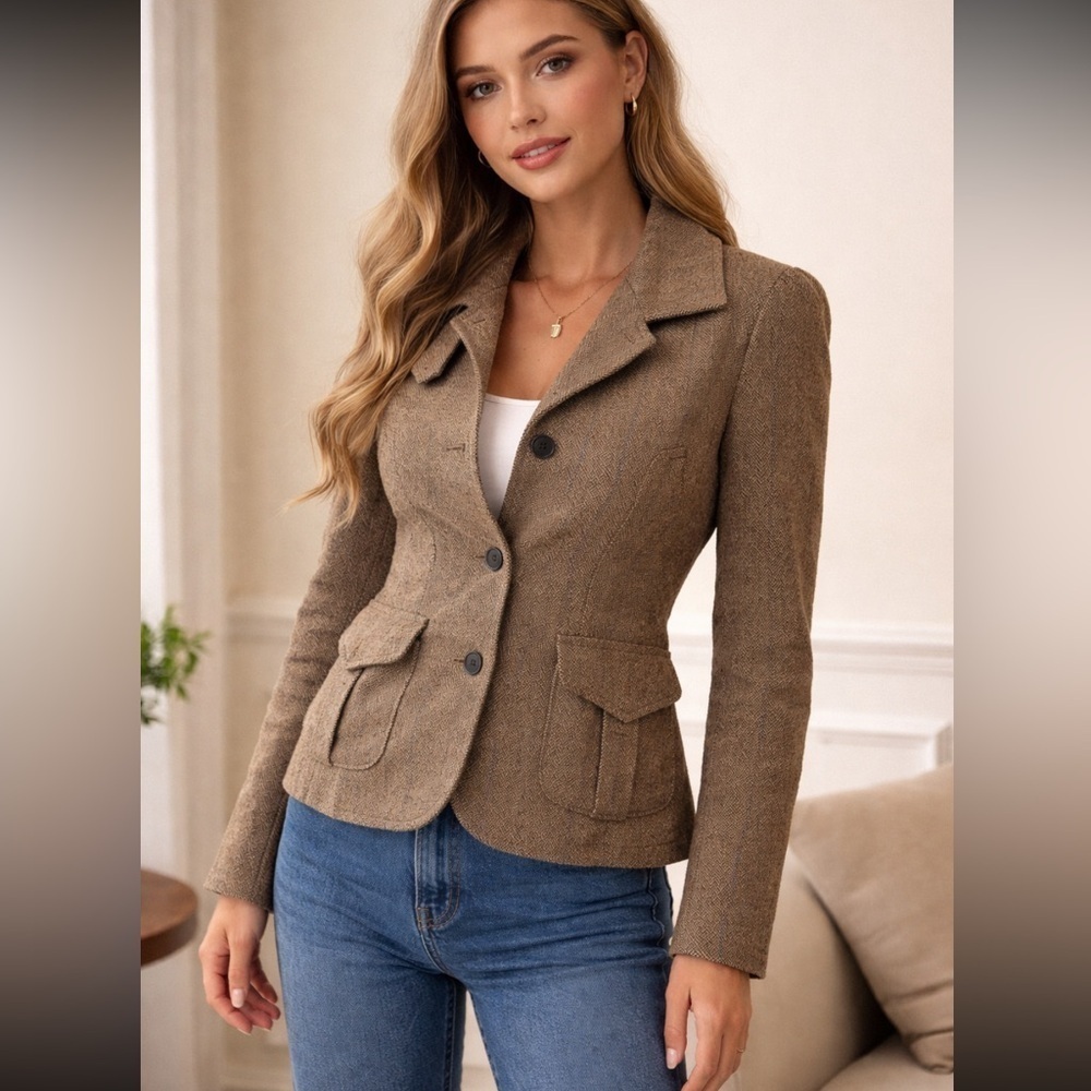 RICHARDS VTG Women’s Blazer Size 3 Work Career Business Tweed Grandpacore
